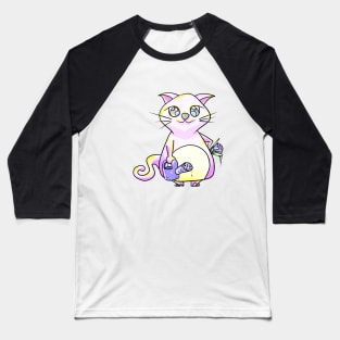 Cute cat watering flowers Baseball T-Shirt